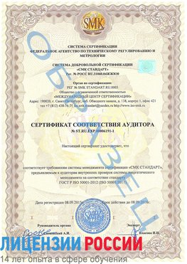 Образец сертификата соответствия аудитора №ST.RU.EXP.00006191-1 Рыбинск Сертификат ISO 50001